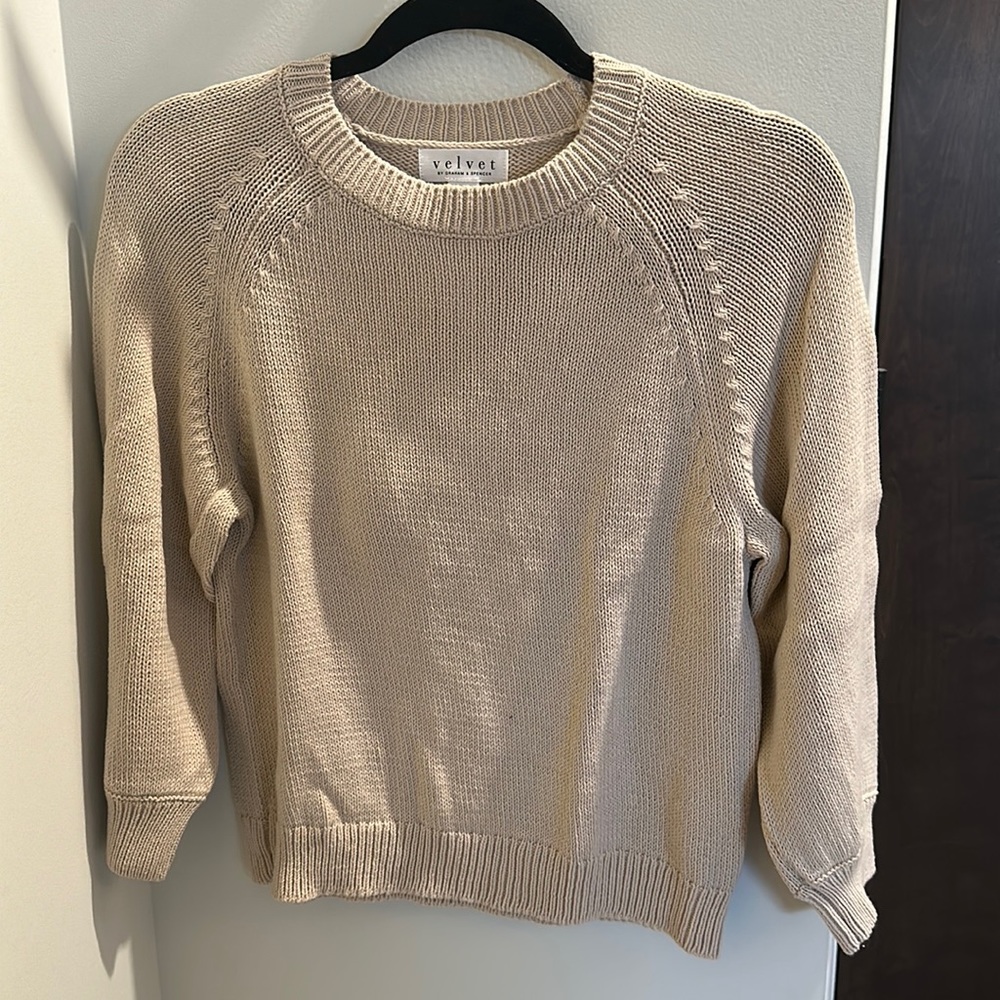 3/4 sleeve oatmeal colour sweater